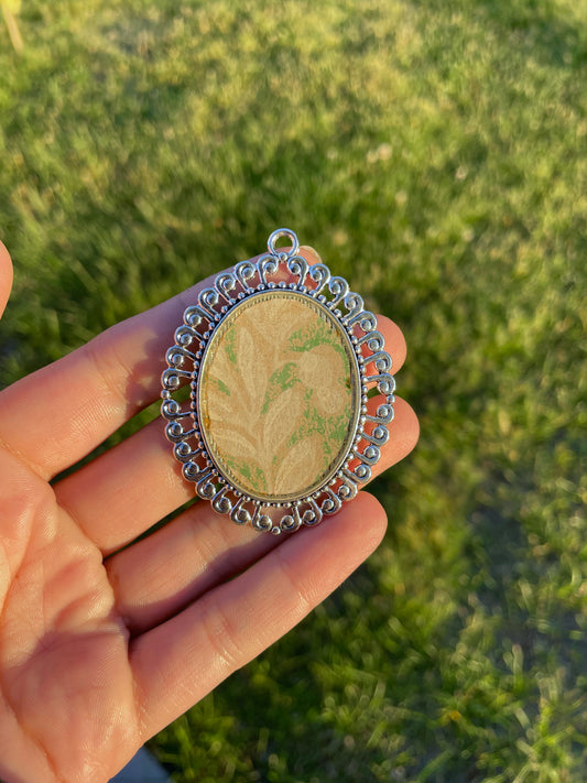 Large Green and White Paper Pendant