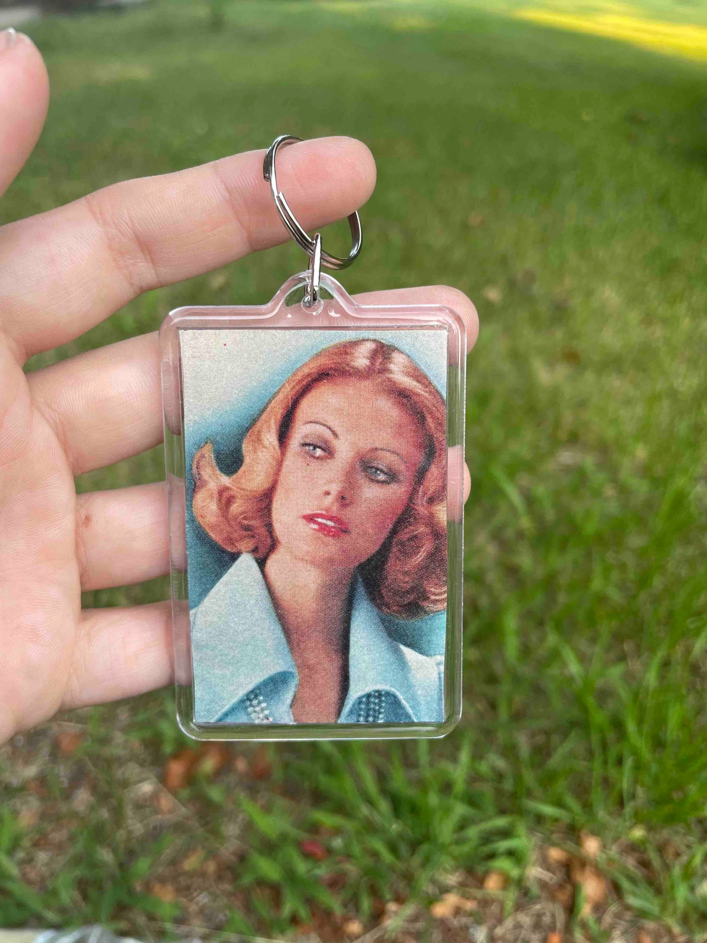 Woman in Blue Keychain