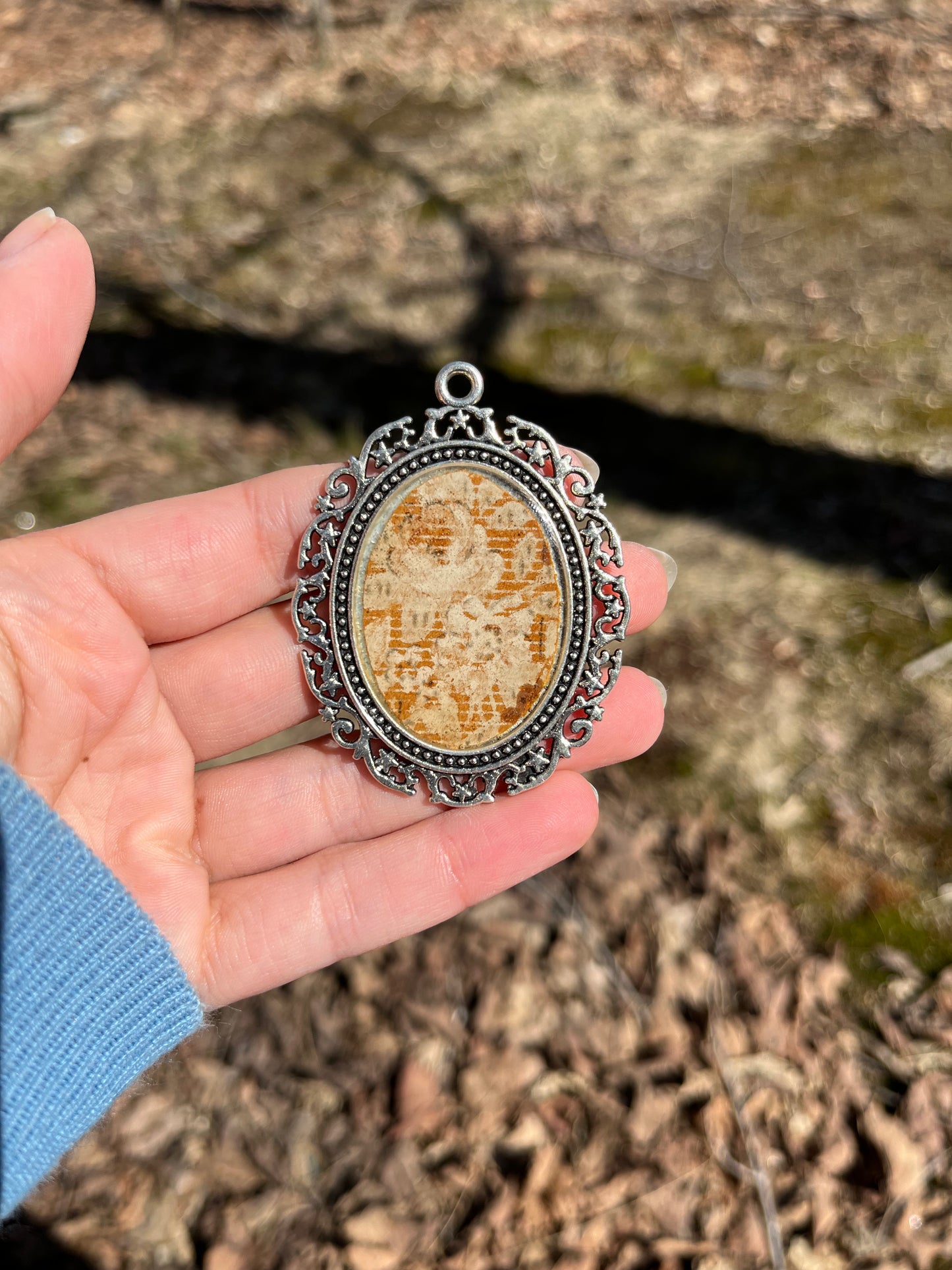 Spring Large Rust and Silver Pendant