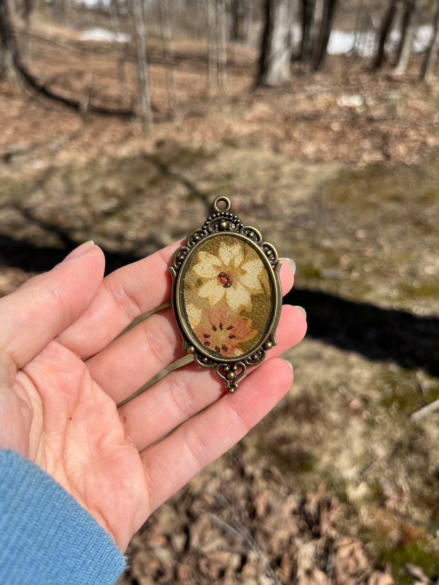 Spring Large Antique Floral Pendant