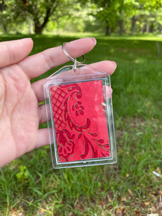 Red and Gold Flourishes Keychain