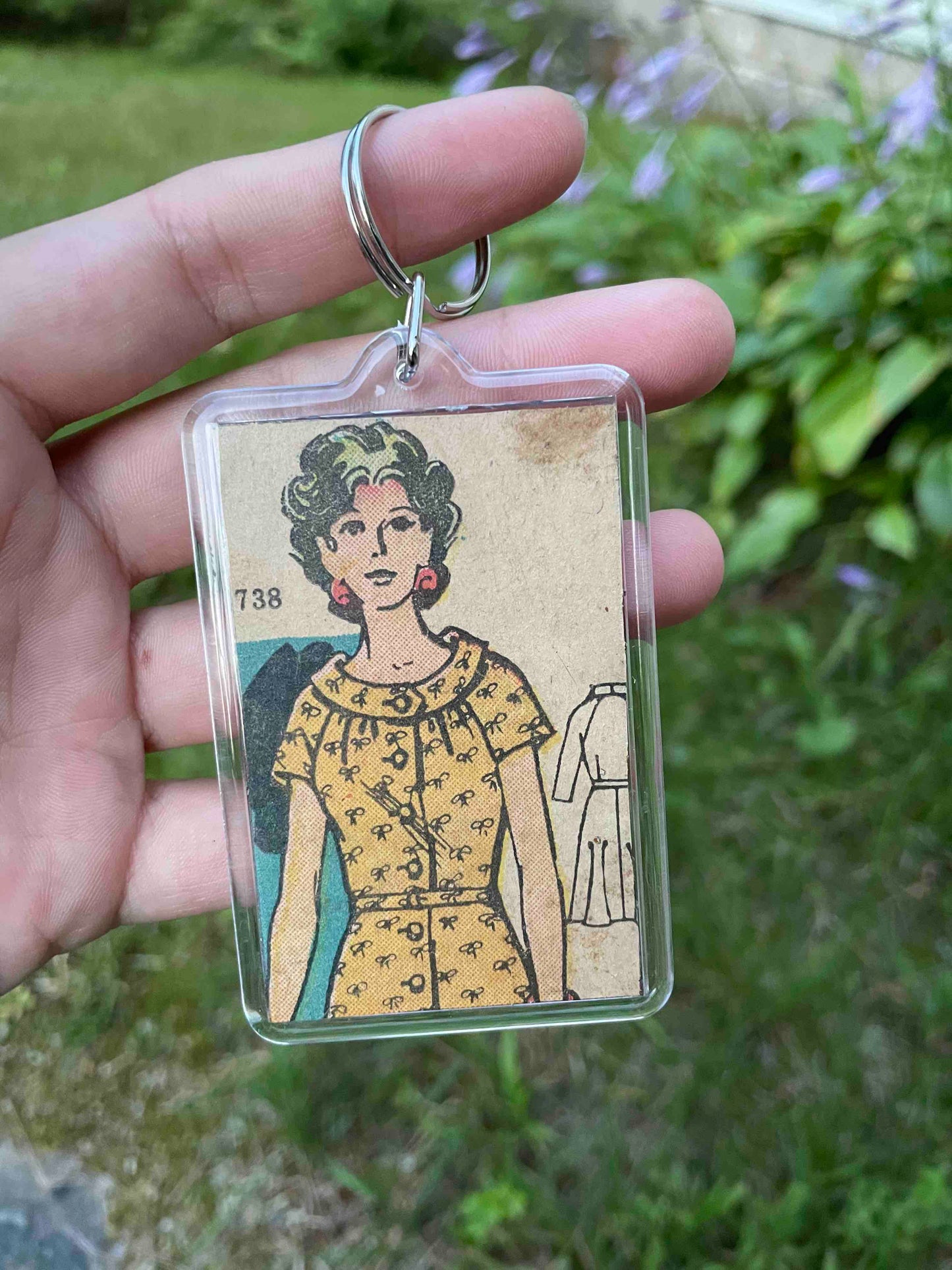 Woman in a Yellow Dress Keychain