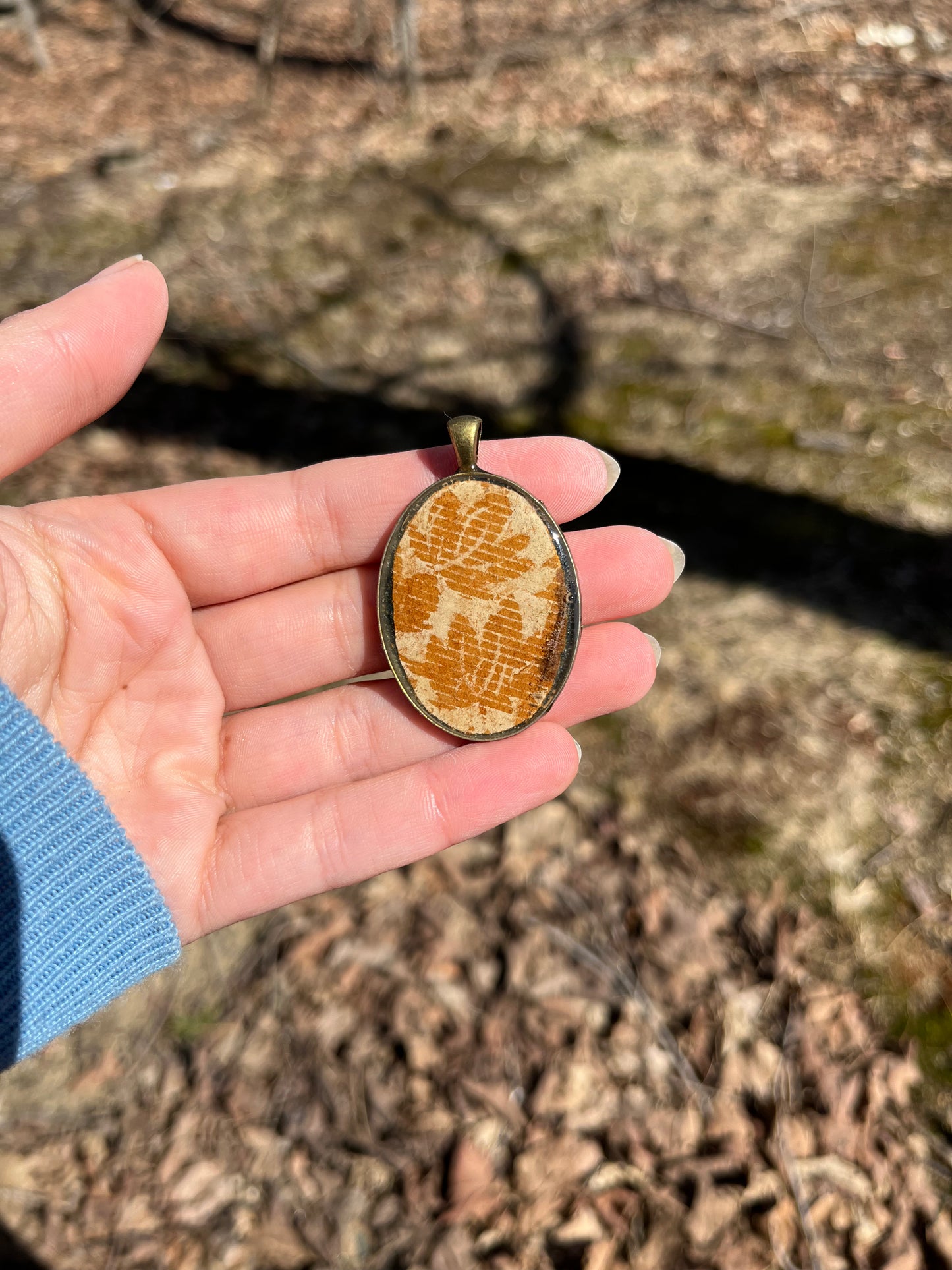 Spring Large Rust and Silver Pendant